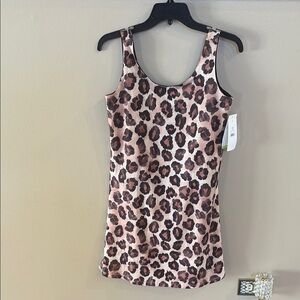 Women’s performance activewear tank dress - shorts in 1 leopard animal print S